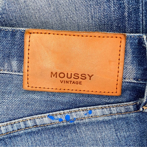 MOUSSY VINTAGE Dixie Distressed Skinny leg pain splatter Blue Jeans - Picture 12 of 15